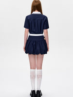Navy Collar Short-Sleeve Shirt