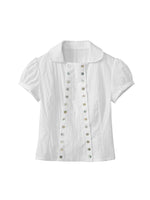 Shell Button Puff Sleeve Shirt