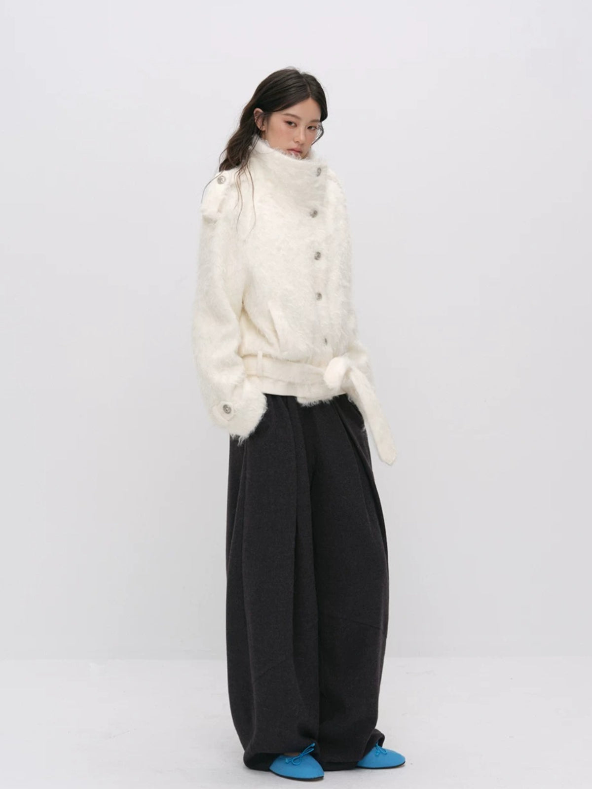 Faux Fur Belted Winter Jacket