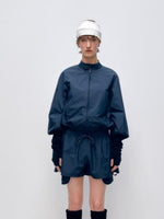 Color Block Outdoor Sports Jacket & Shorts Set