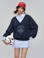 Yellow & Navy Collegiate Butterfly Sweatshirt & Skirt Set