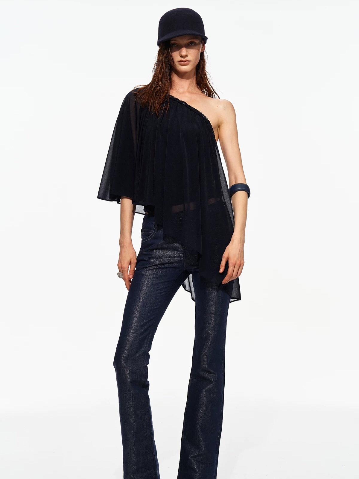 Chain One-Shoulder Cape