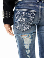 Low Rise Ripped Jeans