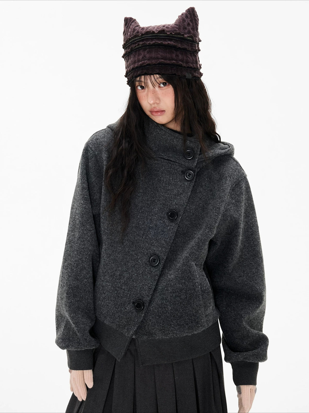 Hooded Wool Blend Jacket