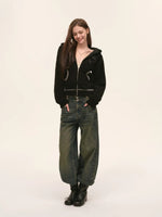 Heart Totem Knit Hooded Cropped Jacket