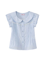 Blue Doll Collar Blouse