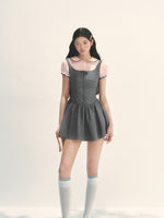 Spliced Fake Two  Piece Preppy Dress