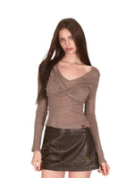 Twist Front Wool Blend Top