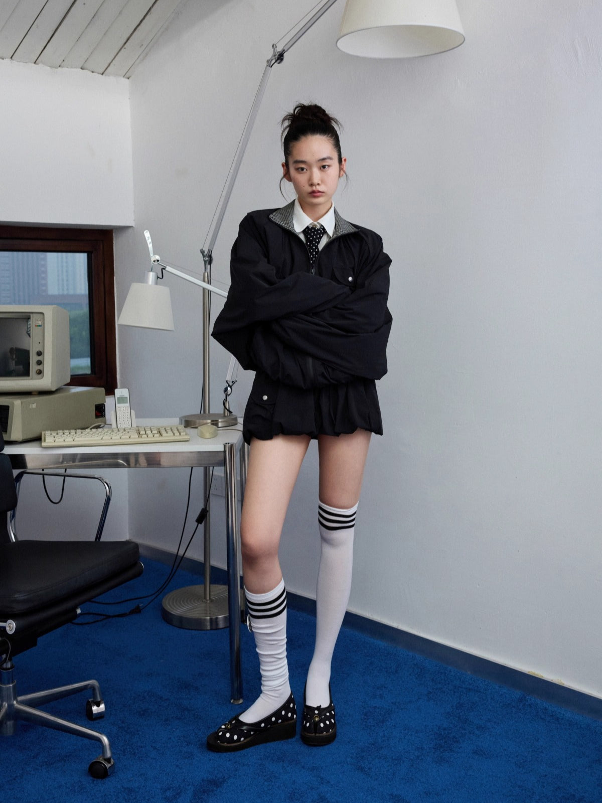 Patchwork Utility Hooded Jacket &amp; Skirt Set