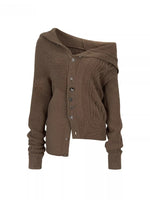 Convertible High Collar Knit Cardigan