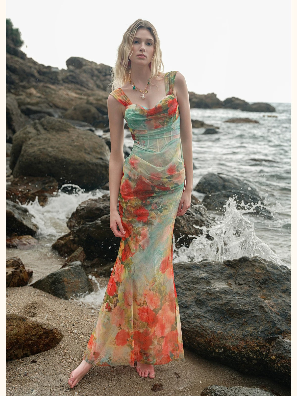 Ruched Mermaid Maxi Dress
