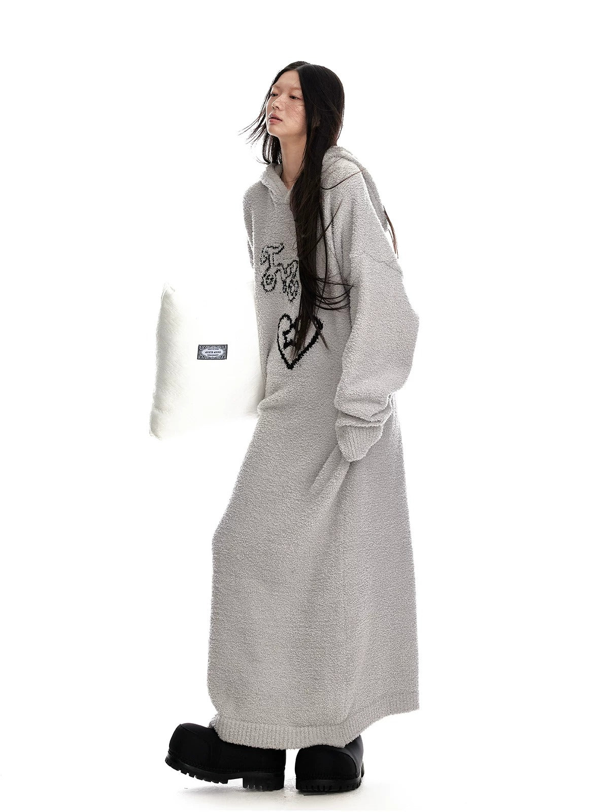 Hooded Plush Knit Dress