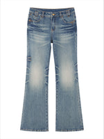 Blue Denim Flared Pants