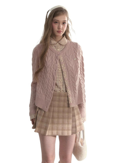 “Pine Dusk” Wool-Blend Doll Collar Knit Sweater