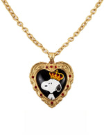 Snoopy Heart Resin Metal Necklace