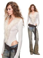 Vintage Studded Fringe Wide Waist Belt