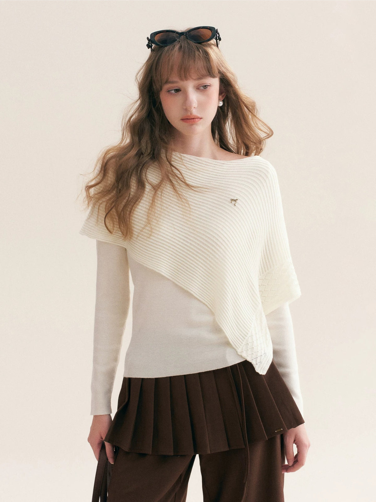 Asymmetric Cape Knit Top