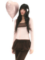 U-Neck Hooded Knit Cardigan & Camisole Set