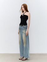 Beaded Drape Halter Top
