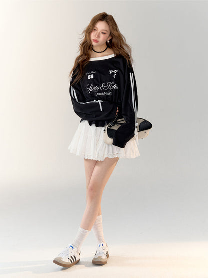 American Sporty Bow Tie Long Sleeve T-shirt
