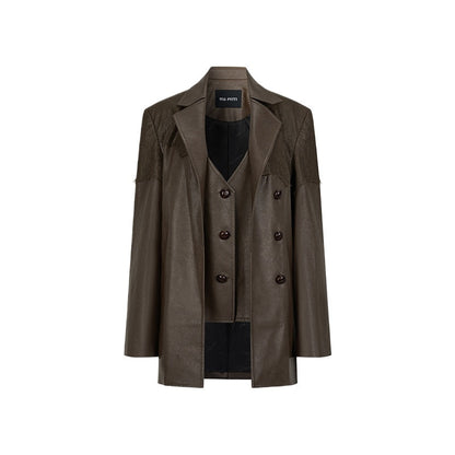 Structured Laced Leather Blazer