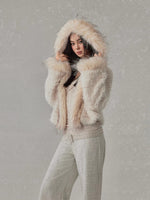 Shearling Panel Faux Fur Jacket