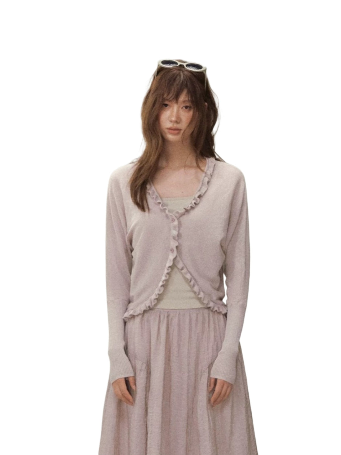 Ruffle Batwing Sleeve Cardigan
