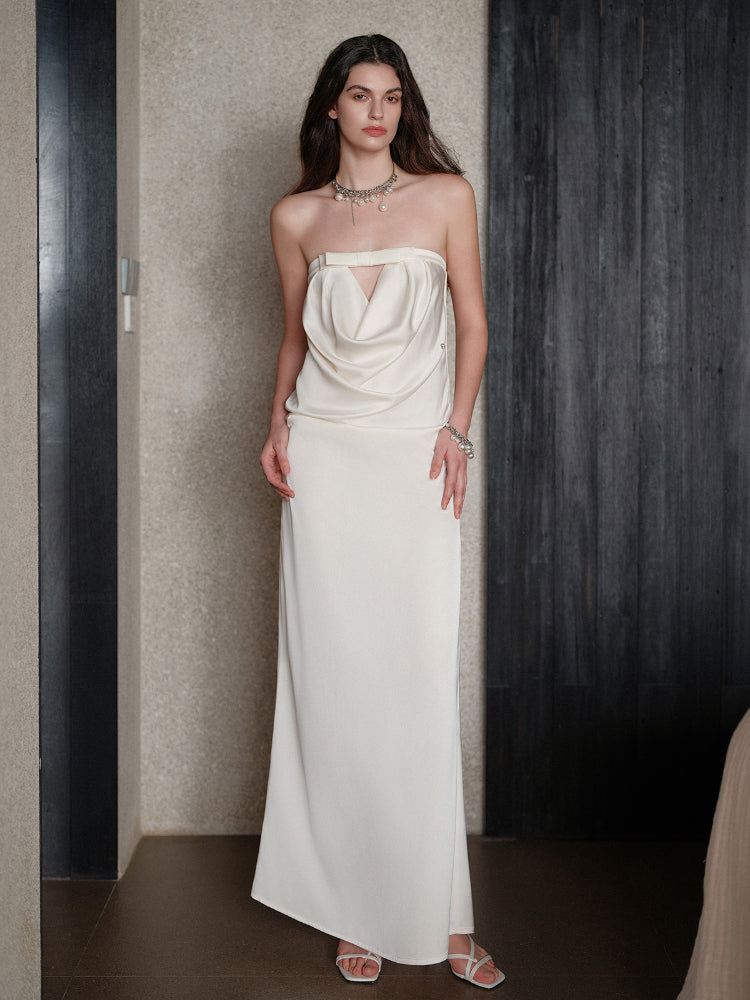 Halter Bowknot Cowl Neck Backless Dress