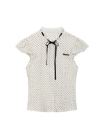 White Polka Dot Shirt & Skirt Set