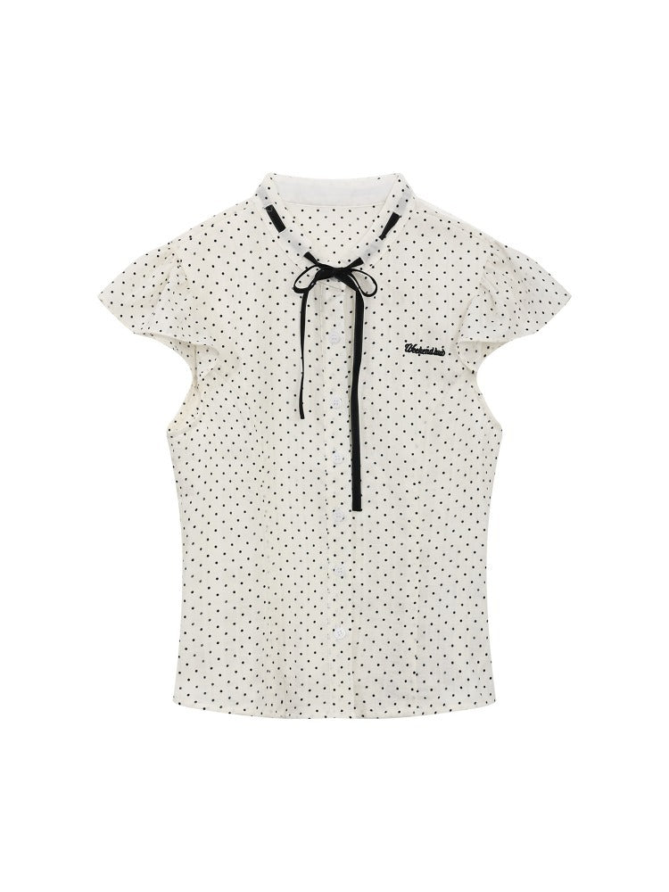 White Polka Dot Shirt &amp; Skirt Set