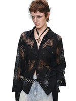 Lace Belted Sheer Shirt