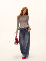 Wool Blend Tencel Plaid Knit Top