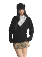 Deep V-Neck Knit Shirt Set