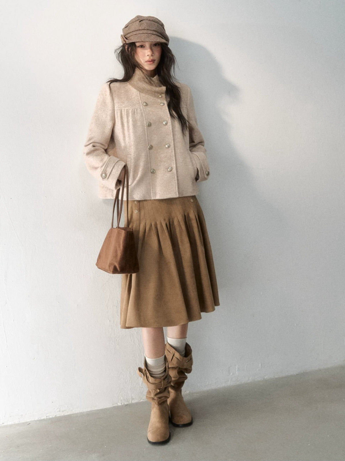 Vintage Gathered Wool Blend Jacket
