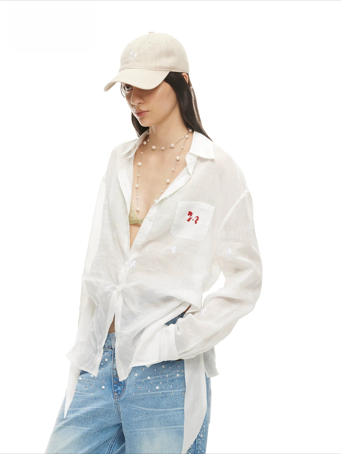 White Pony Tie Shirt