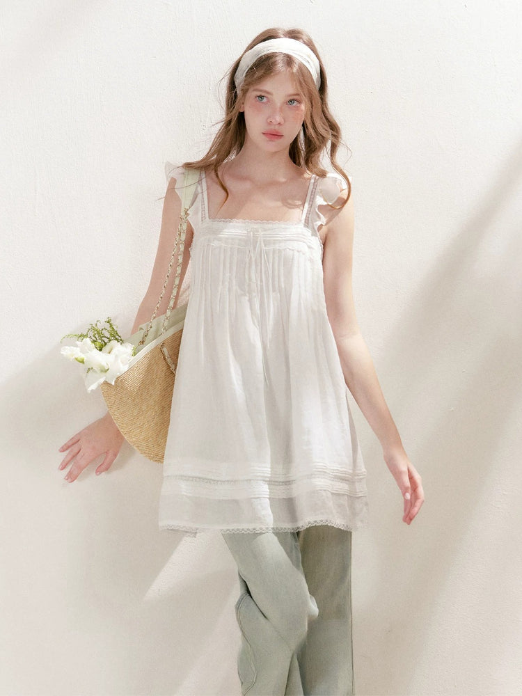 Pleated Lace Holiday Dress