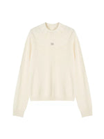 Textured Wool Knit High Neck Sweater