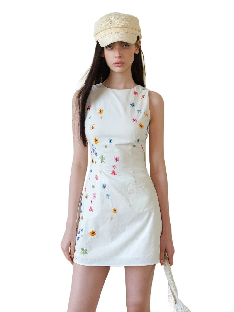 Floral Embroidered Sleeveless Dress