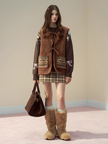 Reversible Fair Isle Faux Fur Vest
