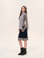 Vintage Foldover Buttoned Denim Skirt