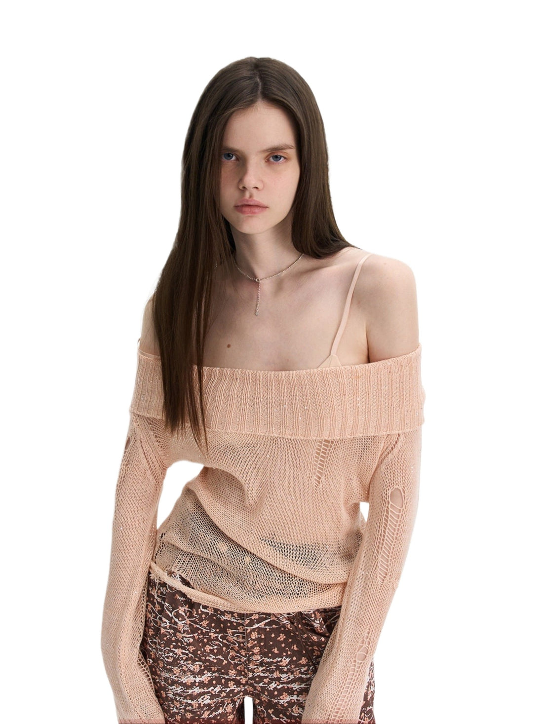 Pink Off-Shoulder Knit Top