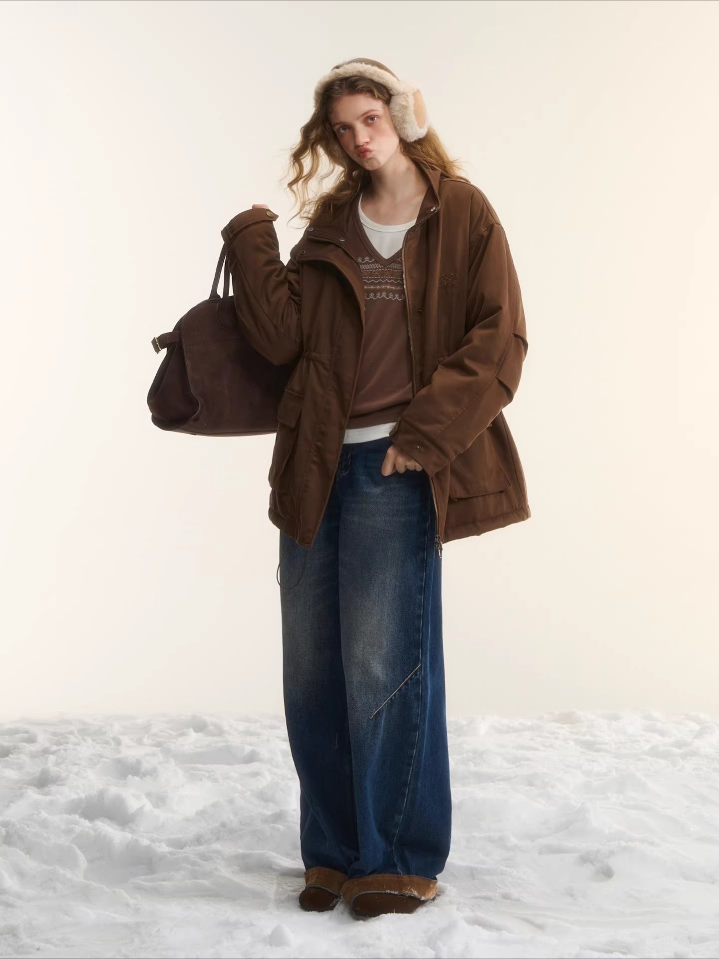 Detachable Fur Collar Padded Parka