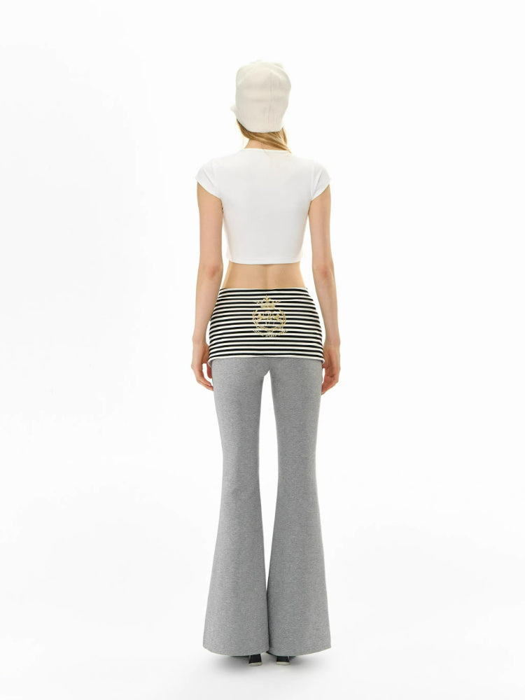DeD-moji Foldover Flared Knit Yoga Pants