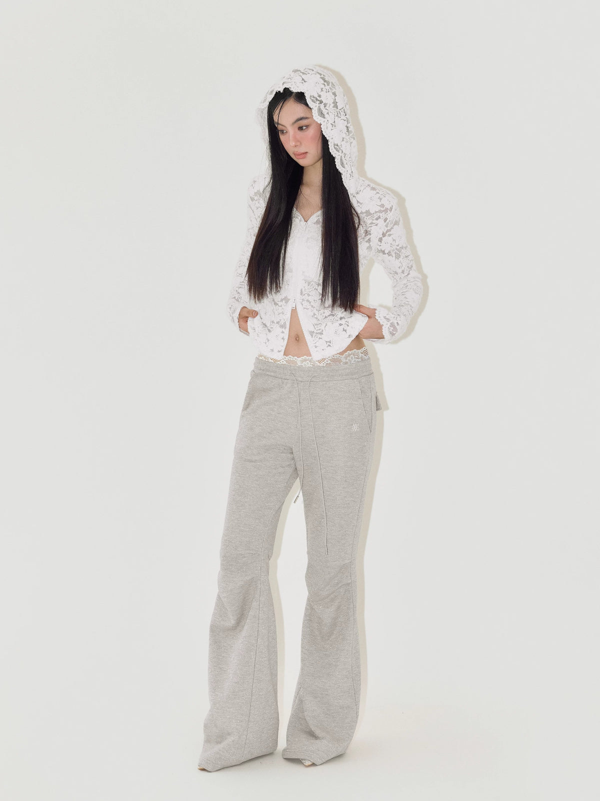 Jacquard Lace Hooded Top