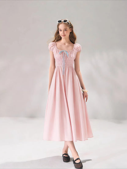French Floral Tie Waist Dress