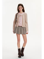 Contrast Layered Bow Knit Cardigan