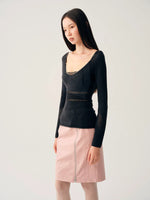 Hollow Knit Long Sleeve Top