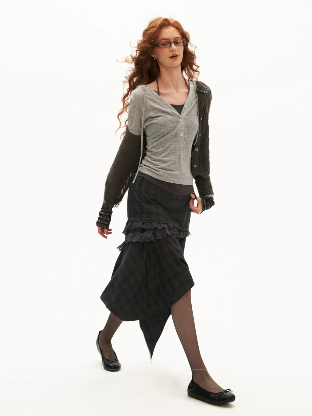 Layered Hooded Contrast Top