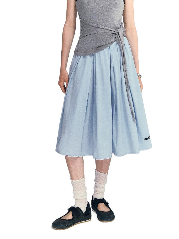 Lace Pleated Midi Skirt