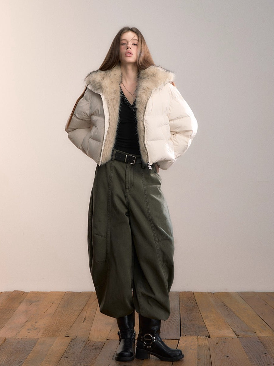 Army Green Wide-Leg Pants